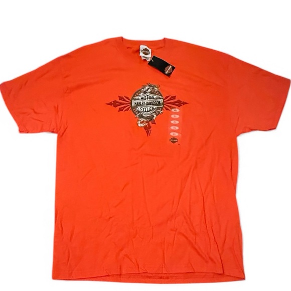 NWT Harley-Davidson 2007 Vibrant Orange Motorcycle Tee w/Dragon Motif size XL - Picture 3 of 7